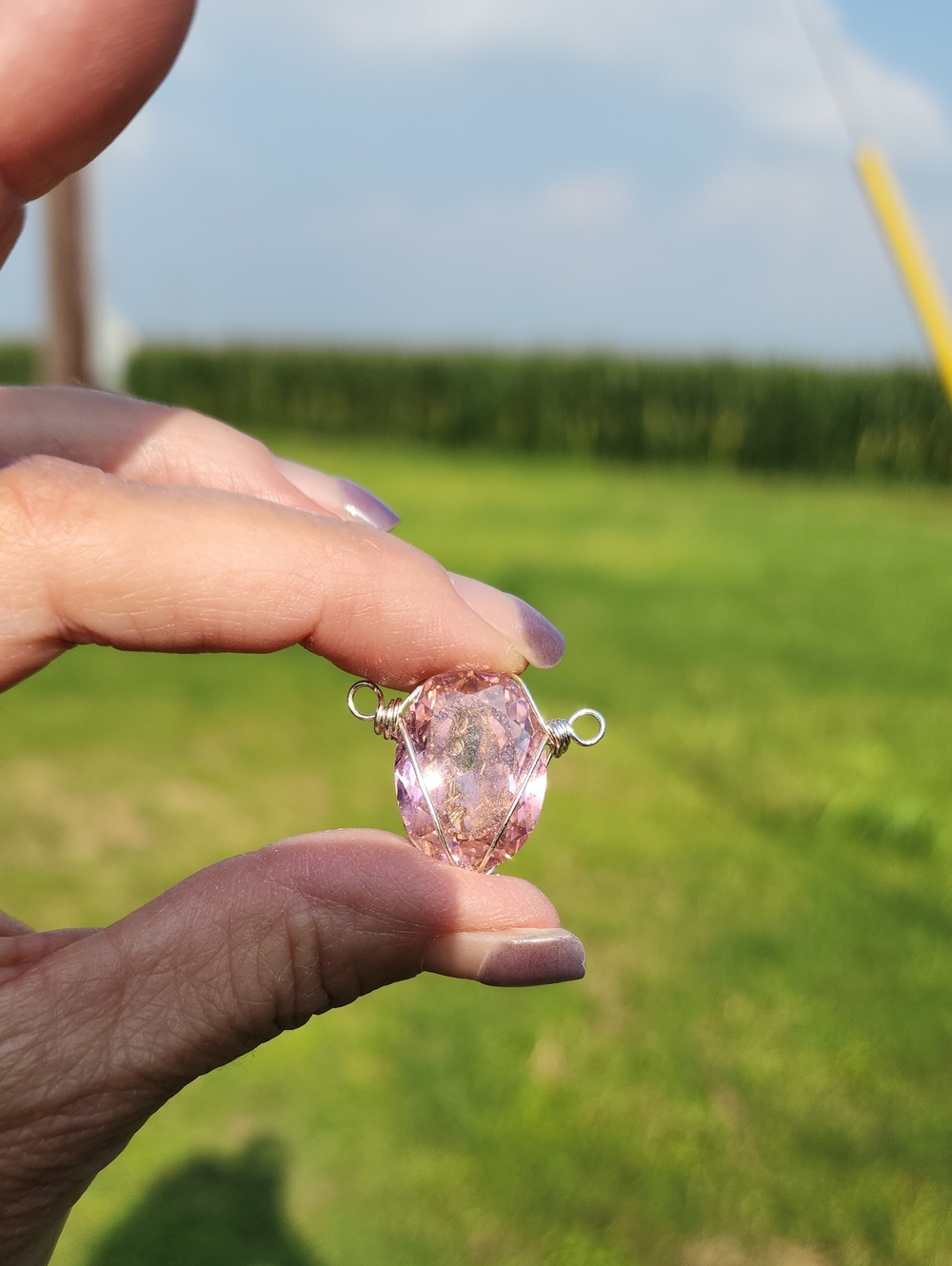 Handcrafted Pink Zircon Lab Wire-Wrap Pendant Created By @Destineebgems